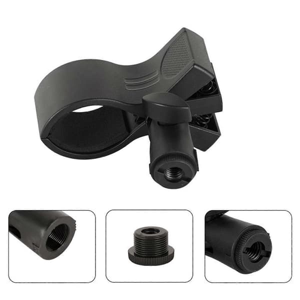 Plastik Mikrofonclips med tyk skumpolstring og 3/8 skrueinterface Monteringsholder til forskellige baser Sort Black