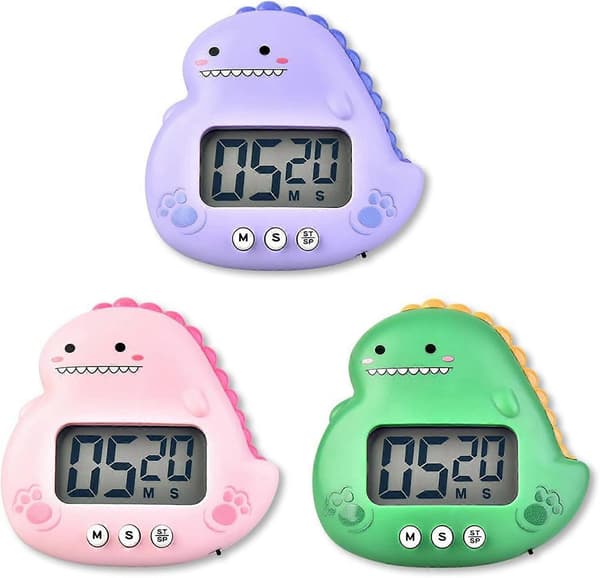 Mote Klasserom Påminnelse Kjøkken Timer Elektronisk Timer ABS Materiale Søt Dinosaur Timer Egnet for Presis Timing Kjøkken Timer Green