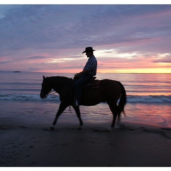 Cowboyhatt for kvinner, Westernhatt for menn, Cowboyfilthatt, justerbar utendørshatt med formbar kant Black