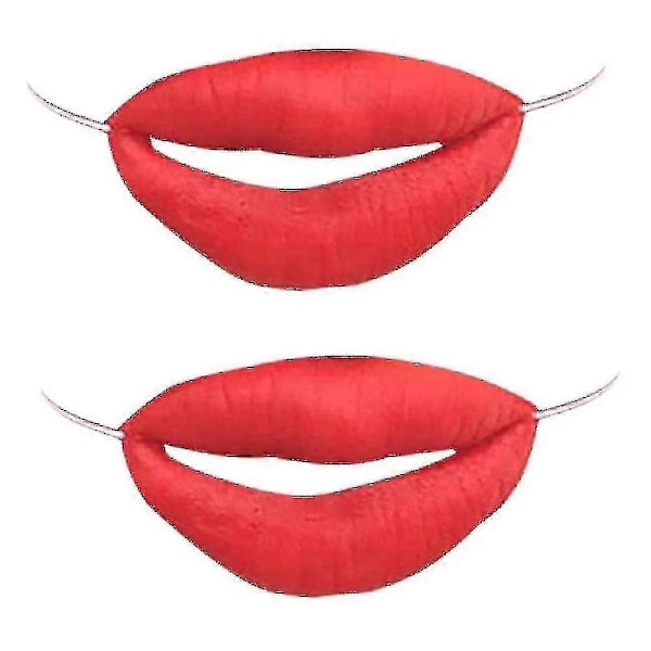 Halloween Korvmun Dekoration Ansikts Roliga Röda Läppar För Maskeradfest Tillbehör 2st