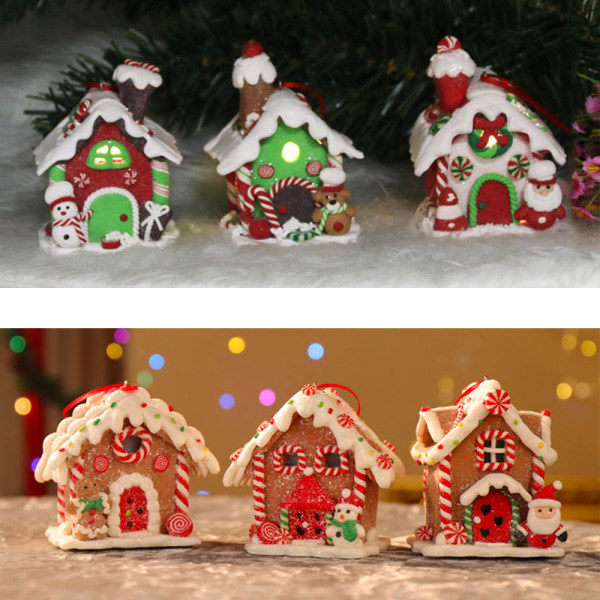 Julbydekorationshus med LED-belysning