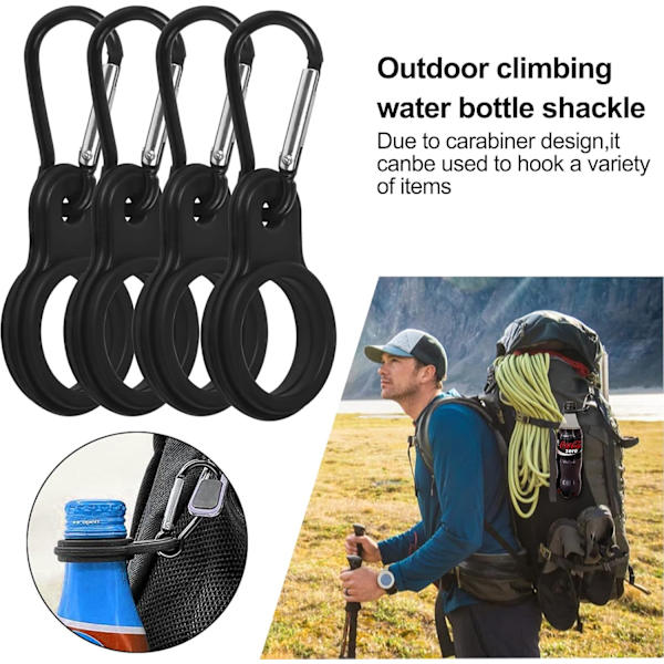 6 st silikonvattenflaskhållare med stor karbinhake, bärbar vattenflaskhållare, campingtillbehör för utomhusaktiviteter, camping, fiske