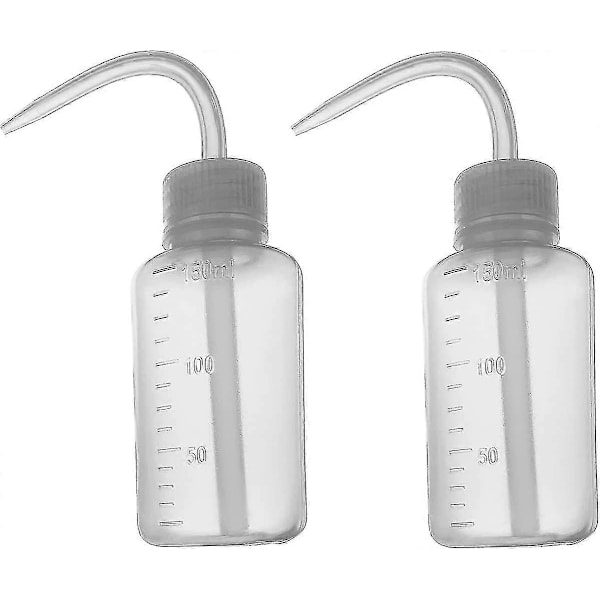 Vaskeflaske 150ml 5oz Smal Mund Klemme Flaske Medicinsk Laboratorie Plastik Sikkerheds Klemme Flaske Spildsikker Bøjet Mund Vandkande 2 stk