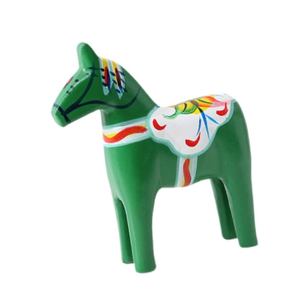 Svensk Dalahest i træ, Svensk Dalahest Statue, Julepynt Gave Samlerobjekt Boligindretning Dalahest Figur green