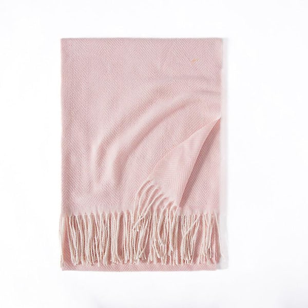Ensfarget Bølge Lett Stripet Nytt Skjerf Dame Vinter Frisk Søt Macaron Monokrom Mellomlang Light pink 70*180cm