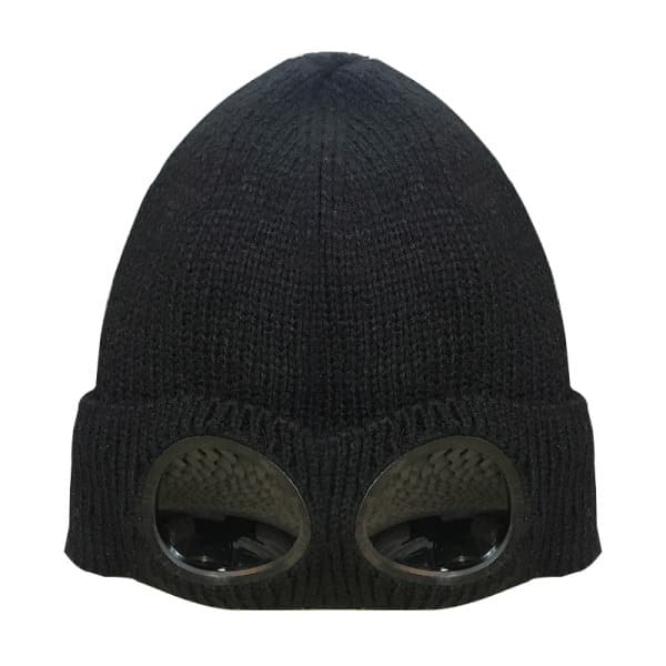 INF Strikket Hat med Briller Black