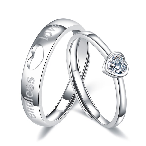 2st Par Ringar Hjärta Matchande Finger Smycken för män och kvinnor Silver