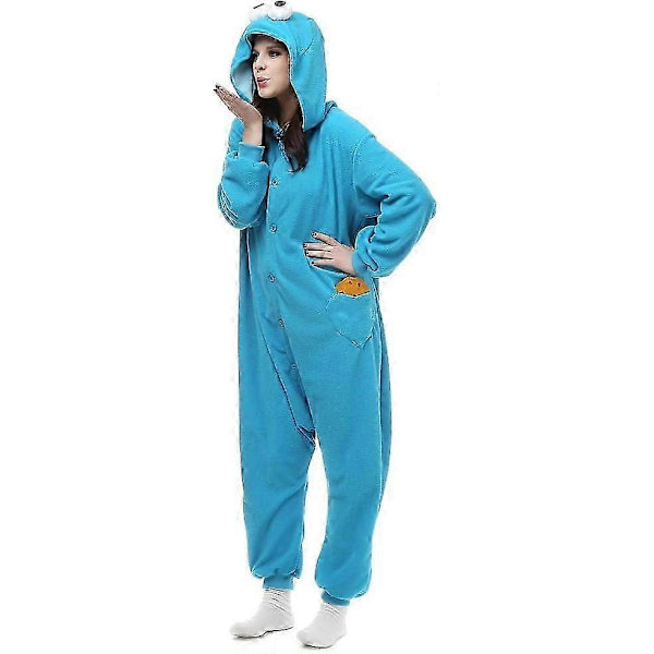 Voksen Sesamgade Cookie Elmo Kostume blue S