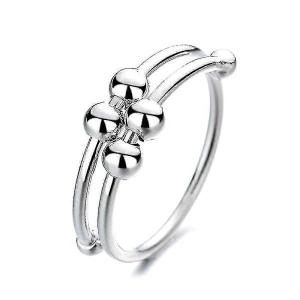 Kvinnor Roterbara Fidget Pärlor Ringar Enkel Spiral Spinner Pärlor Ring Anti Stress Ångest Öppningsbar Fredsring Smycken