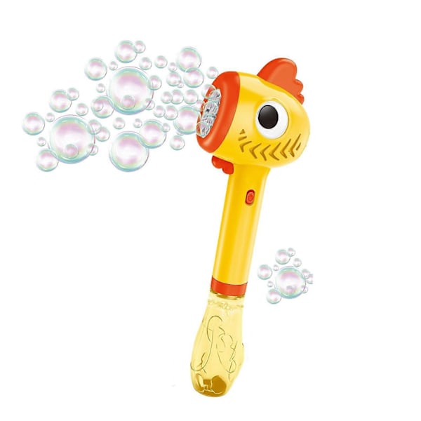 Automatisk Bubbelmaskin Ljudeffekt Färgglatt Ljus Ergonomisk Handhållen 8-håls Underhållning Läcksäker Enhörning Krokodil Bubbelmaskin Sommarleksak Ka Yellow