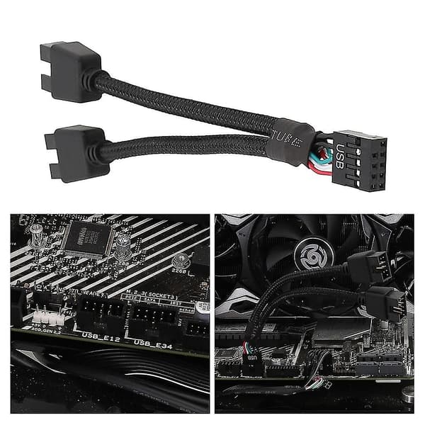 USB 2.0 Intern Moderkort Header Kabel USB 2.0 9pin Hona Till Hane Kabel