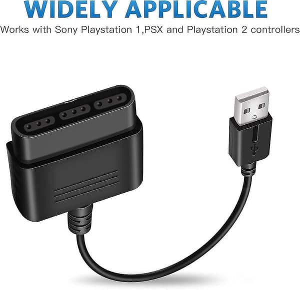 PS2-kontroll till USB-adapteromvandlarkabel, kompatibel med Sony PS1/PS2-kontroll Gamepad till PS3/PC-kontroll