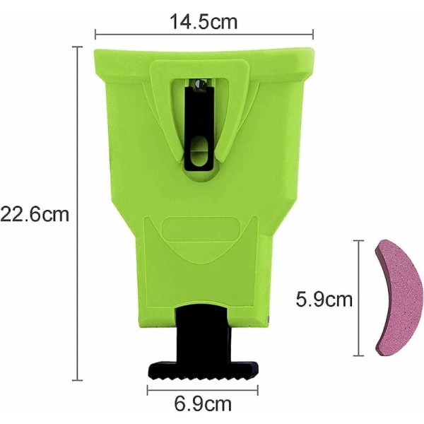 Kjede-sliper for motorsag, ugresskjede, med 4 stk utskiftbare slipesteiner (grønn)
