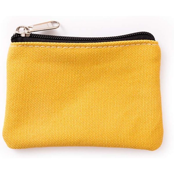 Liten Canvas Myntplånbok Plånbok Zip-Väska Pengapåse Väska för Kvinnor Män Barn Yellow