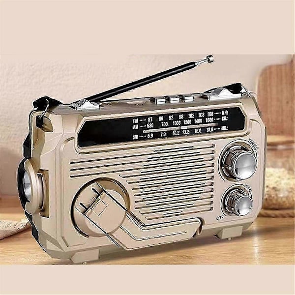 FM AM SW Radio Solarladdning Nödradiomottagare Handvev Bluetooth 5.2 Stöd TF USB Rand