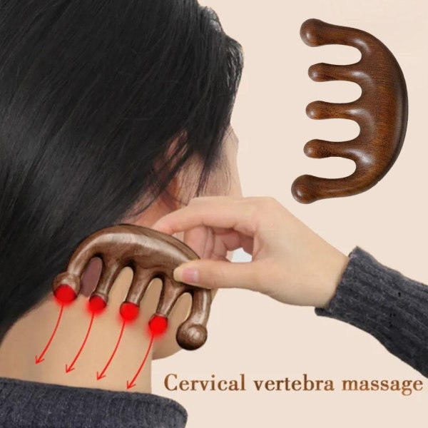 Sandalwood Massage Comb Head Meridian Massage Comb Scalp Scrapin