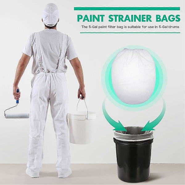 30 Stycken Färgsilpåsar 20st 5 Gallon Vita Finmaskiga Filterpåsar 10st 1 Gallon Färgfilter