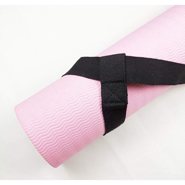 Yogamåtte bærestrop med justerbare løkker til alle måtter (måtte ikke inkluderet) black