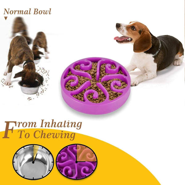 1 st Slowmatningskål för Hund, Långsam Ätningsskål för Mellanhundar, Rolig Pussel Slow Feed Halksäker Interaktiv Blo Purple