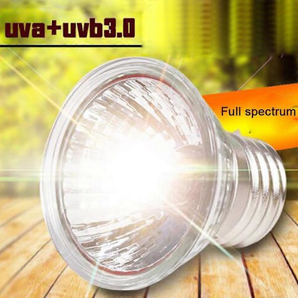 Reptil Lampe med UVB + UVA, Clip-on Keramisk Holder til Skildpadde Solbadning og Opvarmning, Firben Belysning White A2