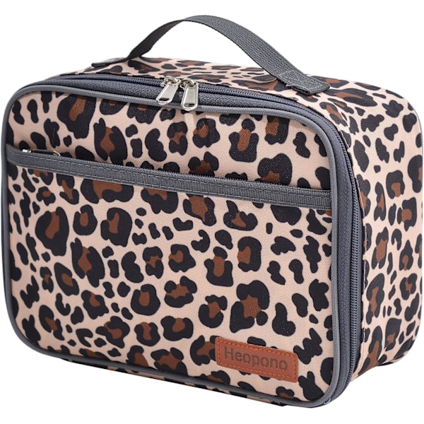 Lunsjboks, Isolerende Gjenbrukbar Lunsjpose for Jenter & Gutter, Termisk Matbeholder Tote med Vanntett Fôr, Varme eller Kalde Snacks Lunsjboks (Leopard)