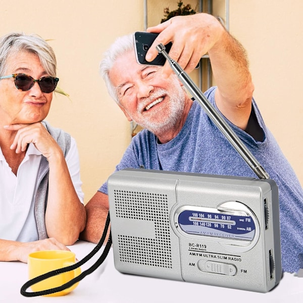 Bärbar Radio, AM FM Transistorradio med Hög Volym, Vattenaktiverad Transistorradio, ca W91×H52×D21(MM) (utan batterier)