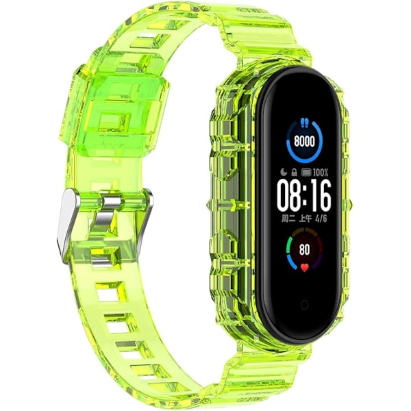 Smartklokke-reim for Xiaomi Mi Band 7/6/5, Transparent Silikonklokkebånd Håndleddsreim, Utbyttbar Armbånd Håndleddsreim for Xiaomi Yellow