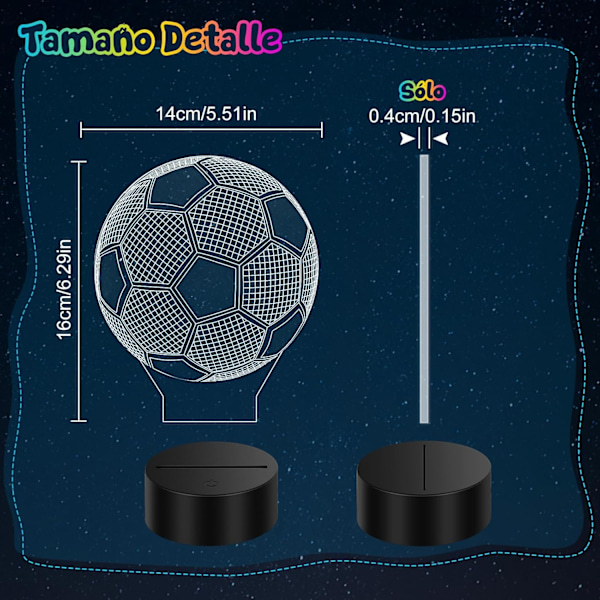 Fotballgave til gutter 8-10 år, 3D LED nattlampe med fjernkontroll, bursdags- og juledekorasjon fotball