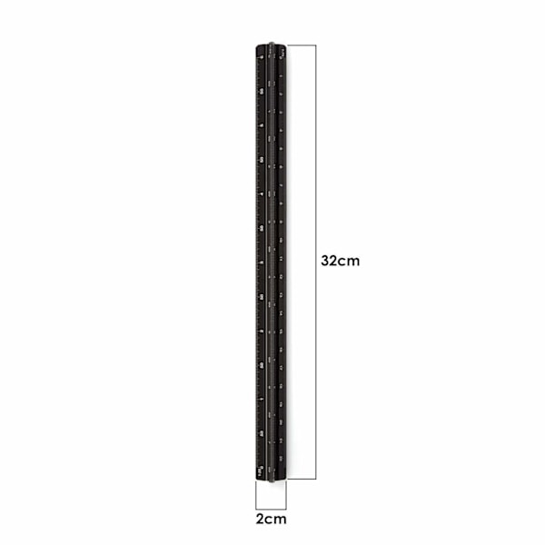 Arkitektonisk skala linjal, aluminium trekantlinjal metrisk 1:20, 1:25, 1:50, 1:75, 1:100, 1:125 Standard 12 tommer for arkitekter og ingeniører Silver