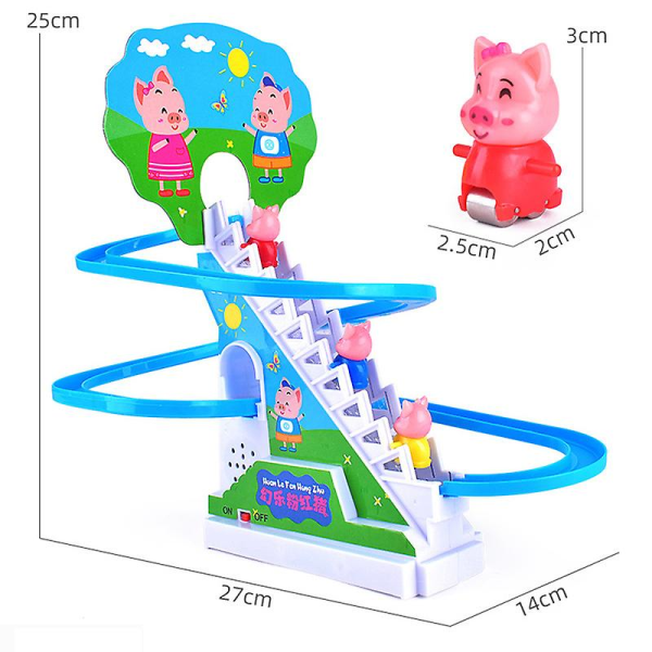 Piggy klättring i trappor monterad leksak barns elektriska rälsvagn
