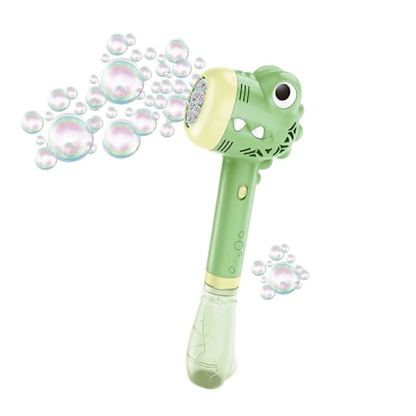 Automatisk Bubbelmaskin Ljudeffekt Färgglatt Ljus Ergonomisk Handhållen 8-håls Underhållning Läcksäker Enhörning Krokodil Bubbelmaskin Sommarleksak Ka Green