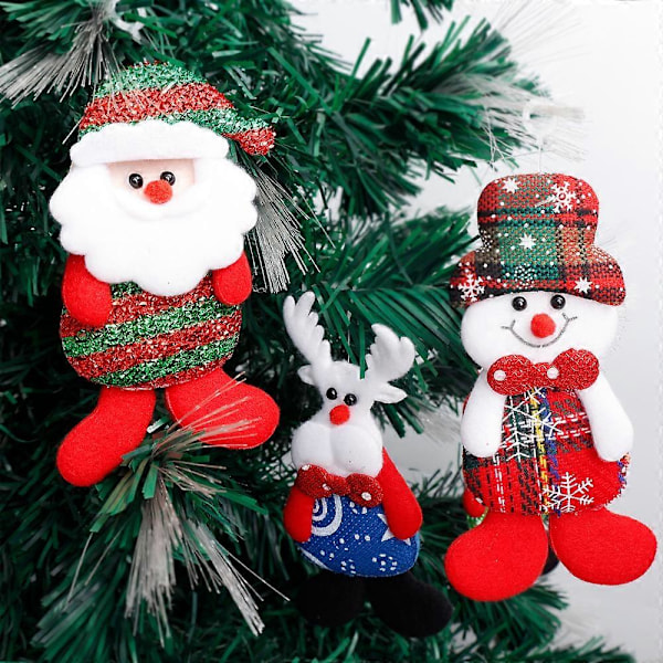 12/1 stk. Juleplysjdukke Ornamenter Julenissen Snømann Juletre Hengende Anheng Hjem Jul Nyttår Festdekorasjoner Gaver 02-H(18x8cm)