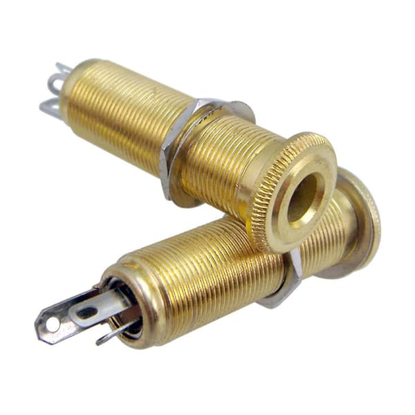 2xGuitar Bas Pickup Gevind Cylinder Jack Output Input Stik Guld