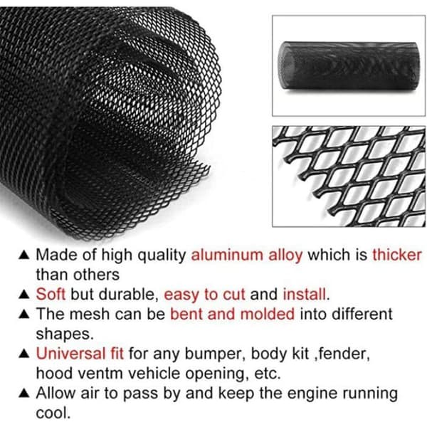 Aluminiumnetgitter - 100x30cm - Sort bikube - Kølerbeskyttelse - Universal kofanger