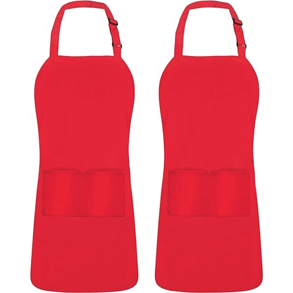 2 Pack Adjustable Bib Apron with 2 Pockets Waterdrop Resistant Cooking Kitchen Apron for Men, Women