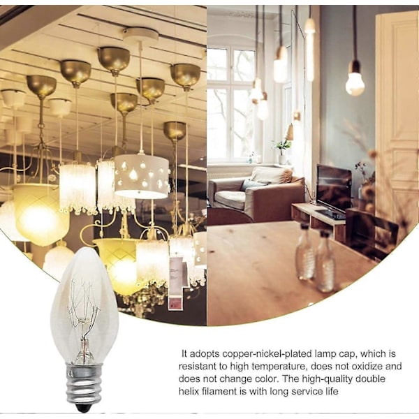 6 Stk. Pære E12 Glødelampe 220v 10w C7 Spids Boble E12 Lille Skrue Saltlampe, Natlampe Med Pære Til Saltlampe, Glødelampe Tu