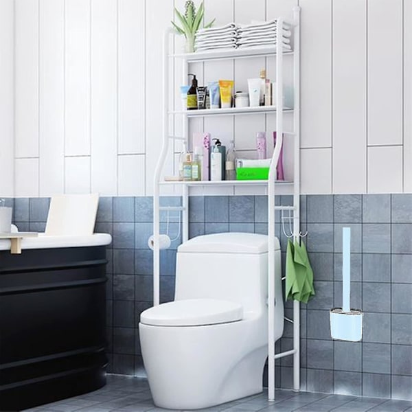 Silikoninen WC-harja ja pidike, WC-harja ja pidike WC-harja L Helppo WC:n kulmien puhdistus Blue