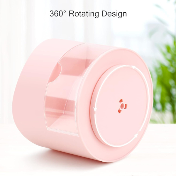Roterende Pen- og Blyantsholder, 4 Rum Pen Pot - Skrivebordsstationær Opbevaring Makeupbørsteholder til Hjem og Kontor, Pen Organiser Desk Tidy Pink
