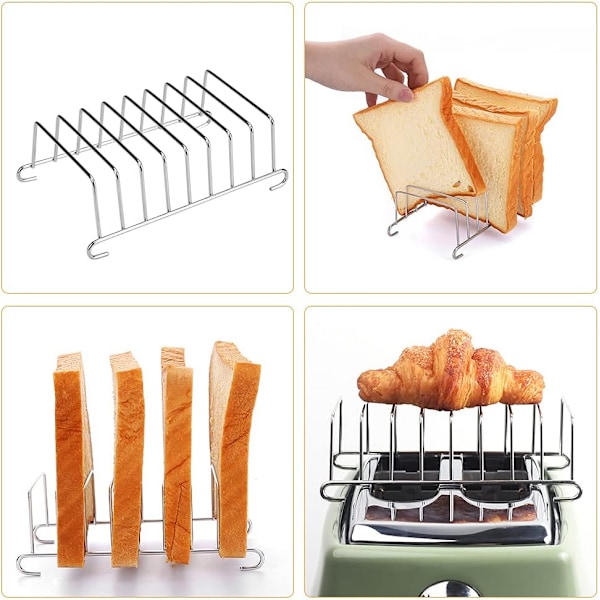 2 stk. Toast Stativ 8 Skive Toast Stativ Kølegitter Rustfrit Toast Brødholder Tilbehør Organizer til Køkken og Restauranter