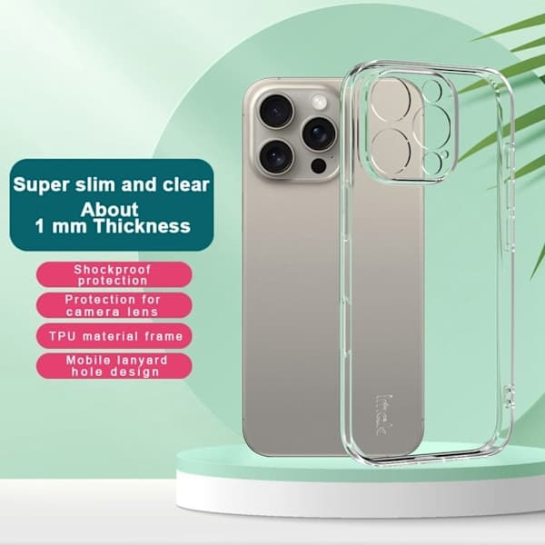 IMAK iPhone 16 Pro Kuori TPU Läpinäkyvä