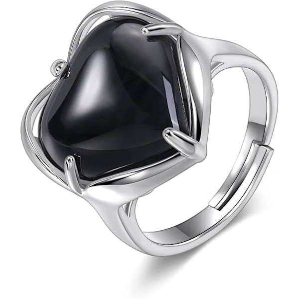 Healing Krystall Steiner Ring Justerbar Hjerte Krystaller Edelsten Ringer Smykker for Kvinner Valentinsdag Gave
