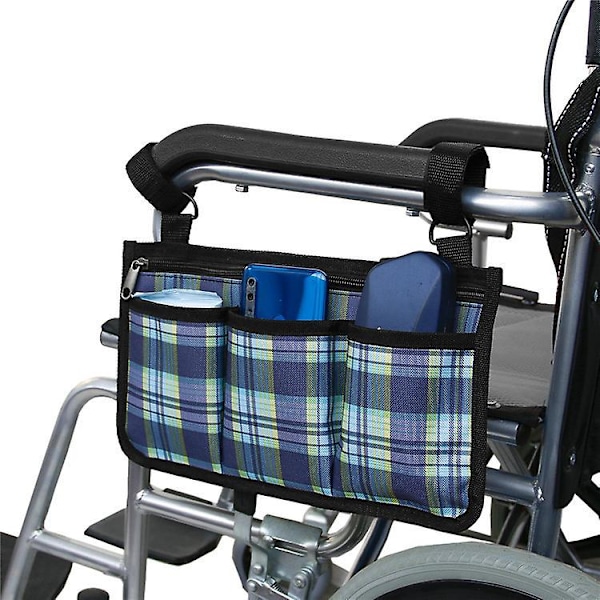 Kørestolstaske med lommer, Universal Vandtæt Armlæns Sidetaske Kørestol Side Organizer Opbevaringstaske Armlæns Pung, 1 stk. D- blue