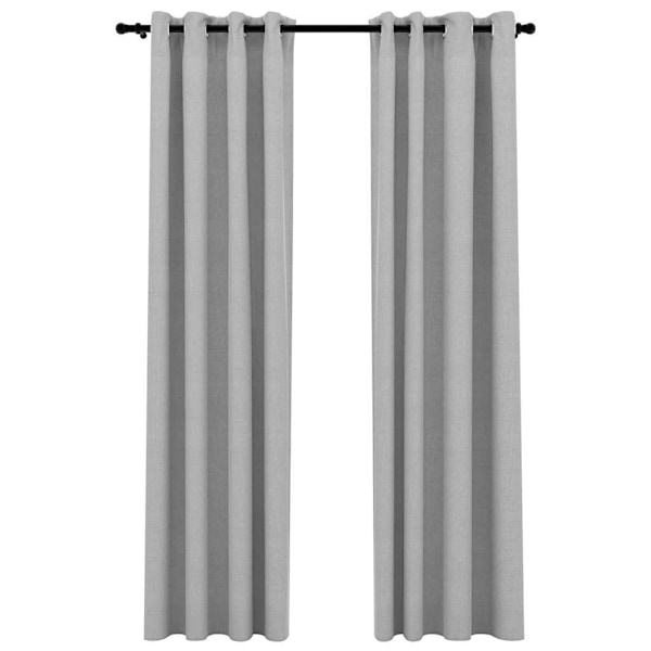 vidaXL Formørkende Gardiner med Maljer Linlook 2 stk. Grå 140x245 cm Grå