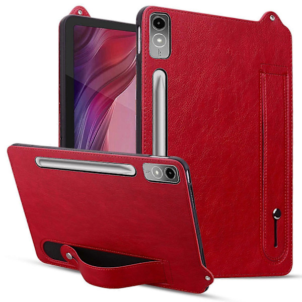For Lenovo Tab P12 Etui Håndrem Støttefod Læder Tablet Cover - Rød Multicolor Red