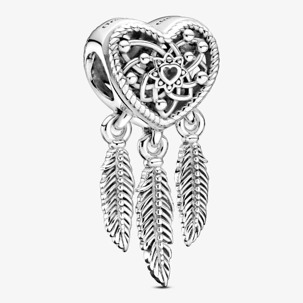 Pandora Dreamcatcher Sydän ja Kolme Sulkaa Sterling Hopea Riipuskoru, Sisältää Alkuperäisen Laatikon
