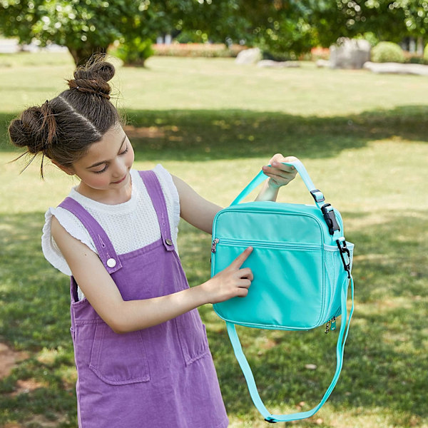Lunch Bag Isolerad Lunchlåda för Flickor - Regnbågs Tote Bag Läckagesäker Termisk Återanvändbar Kylare Picknickväska för Kvinnor Skola Kontor Utomhus Green