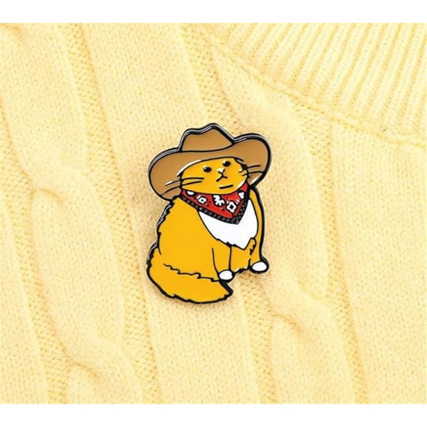 Cowboy Cats Enamel Pin Custom Funny Animal Hat Brooches Shirt Lapel Bag Cute Badge Cartoon Kitten Jewelry Gift for Friends