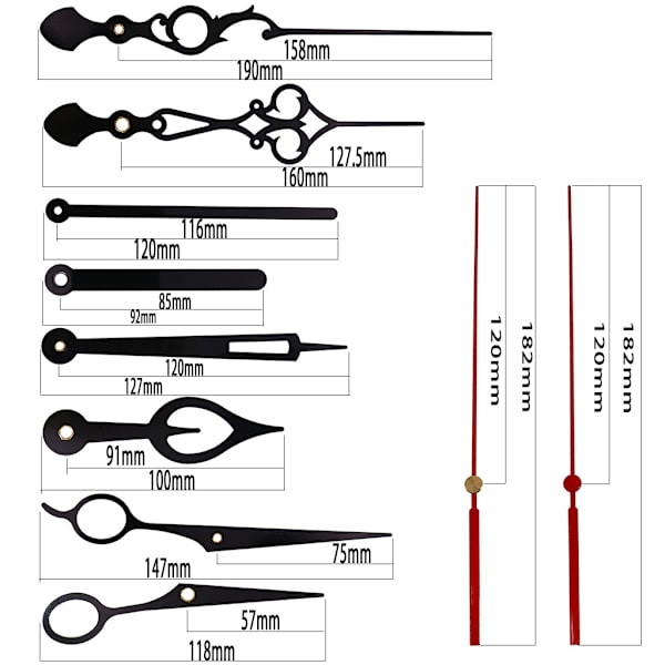 Pieces Høj Moment Lang Aksel Urværk Mekanisme Kvarts Ur Motor Kit med 5 Par Forskellige DIY Ur Reparation Dele Udskiftning
