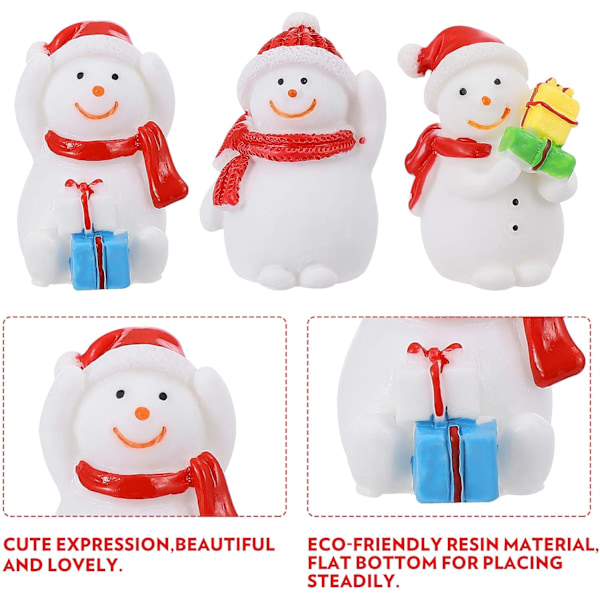 8 st Miniatyr Snögubbe Figur Dekoration Miniatyr Snögubbe Figurer Harts Snögubbe Prydnad Jul Festgåvor för Jul Dekoration