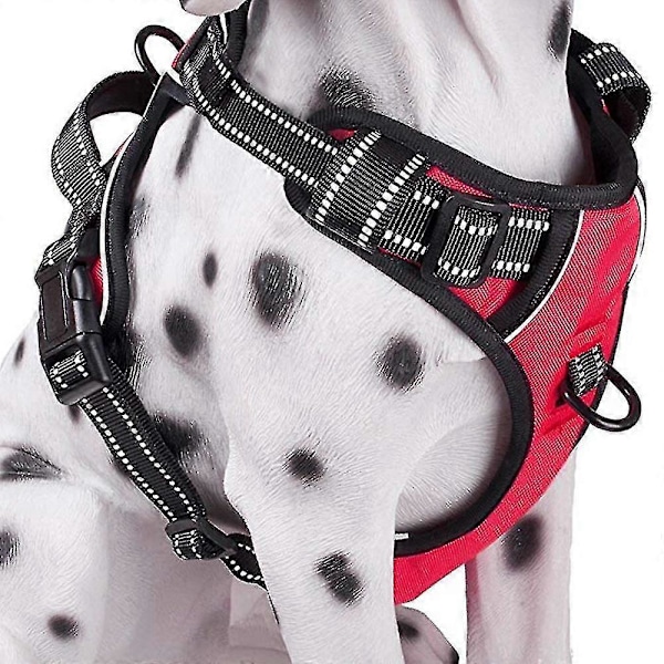 Trækfri Hundesele Polstret Justerbar Kæledyrssele Vest Til Store Hunde Træning Eller Gåture Red 65 90CM